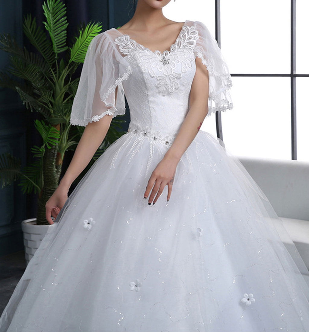 Women Loose Sleeve Ball Gown Wedding Dress