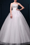 Women Beaded Bust Strapless Wedding Dress