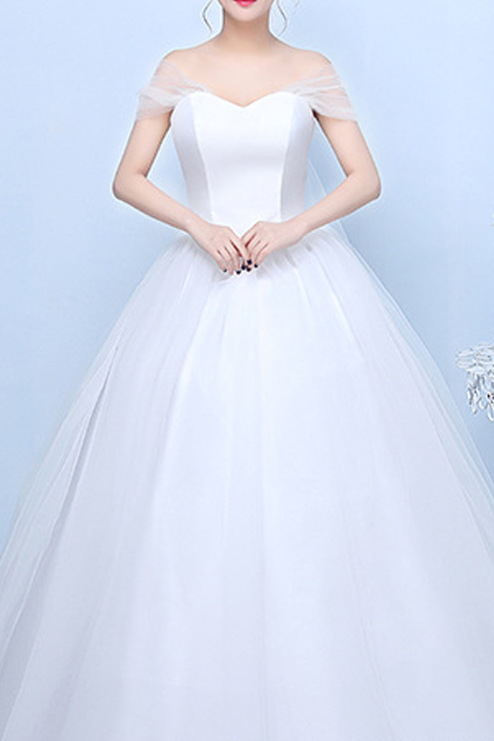 Women Wrap Neck Slim Ball Gown Wedding Dress