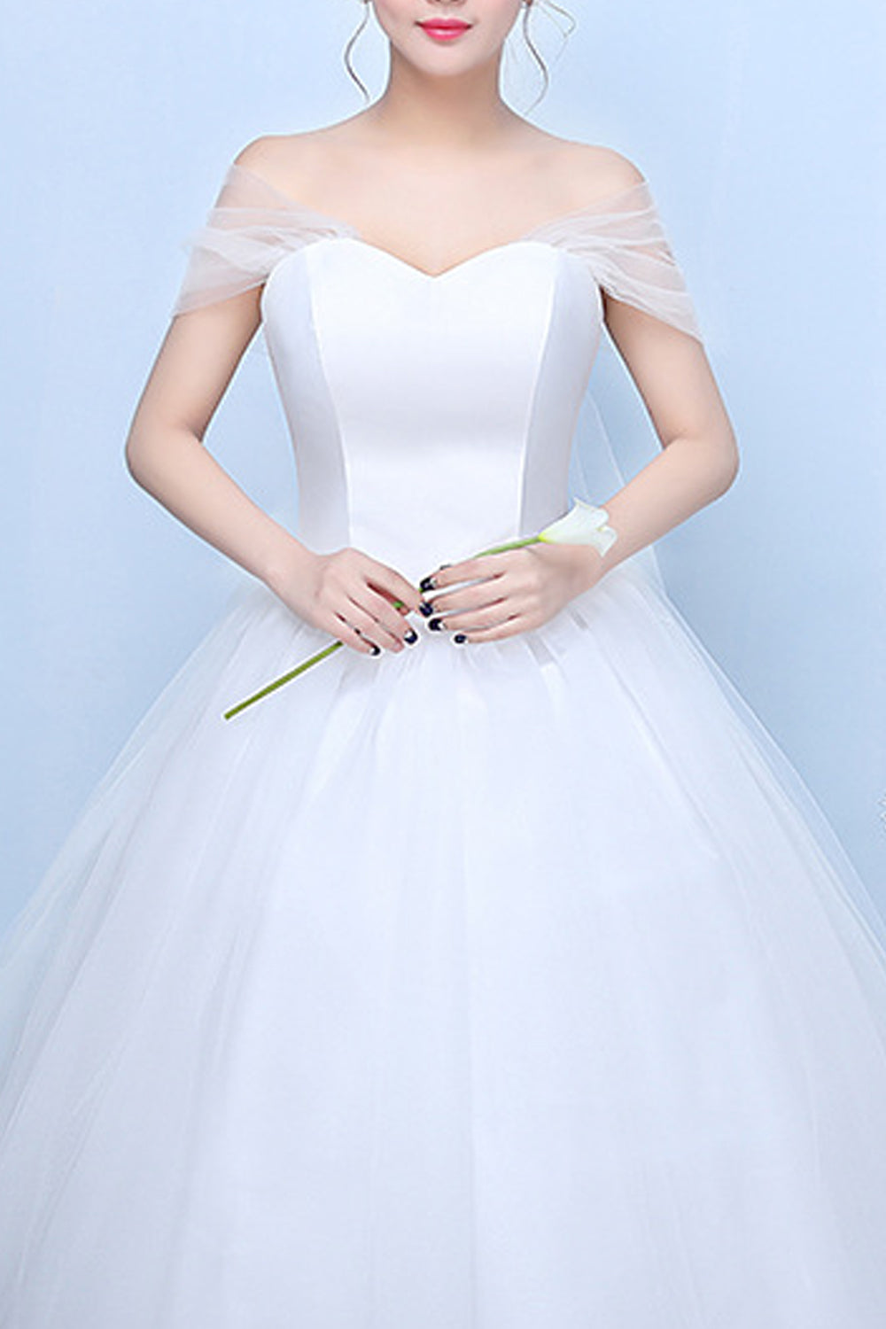 Women Wrap Neck Slim Ball Gown Wedding Dress