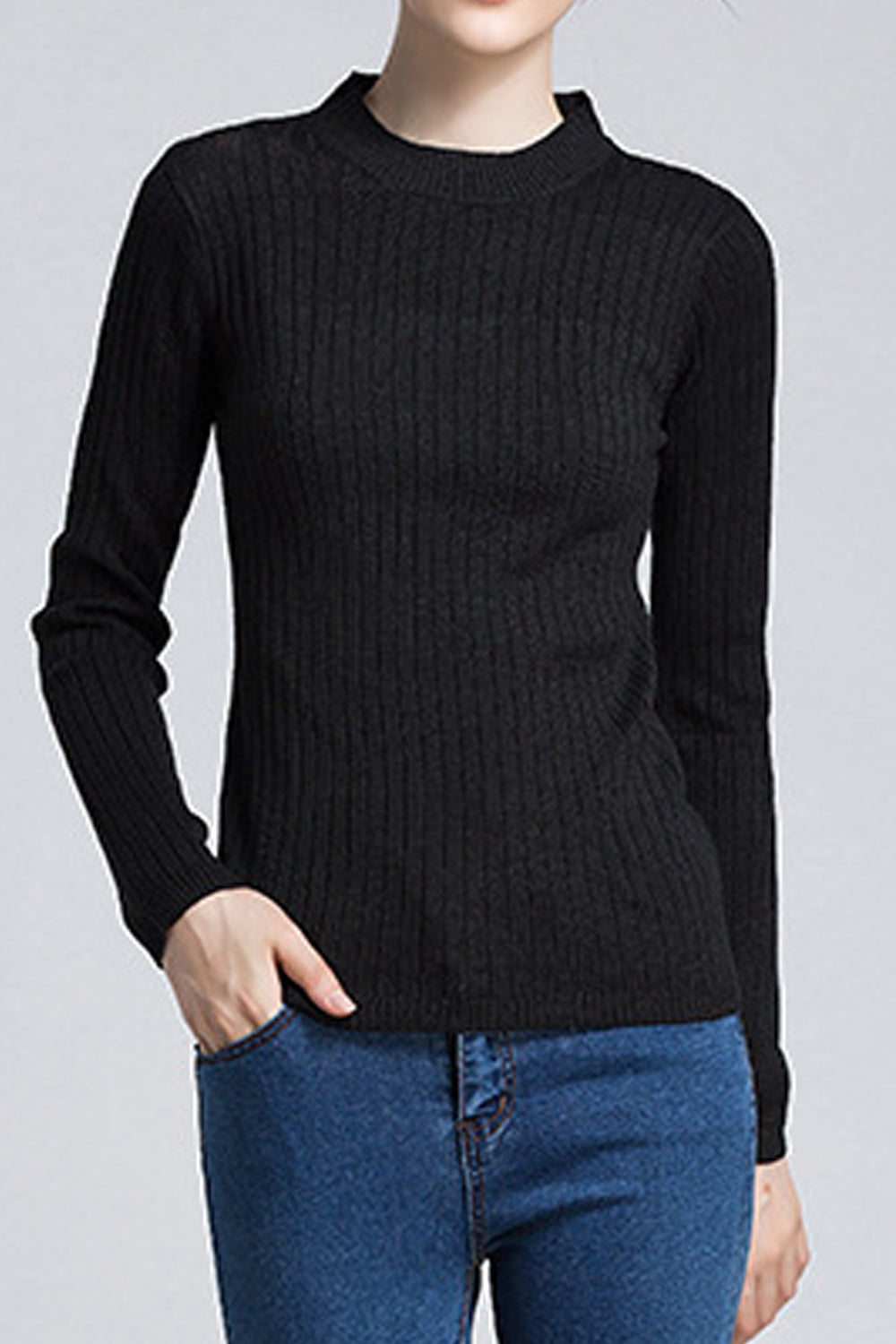 Women Casual Fit Body Slim Sleeves Knit Sweater