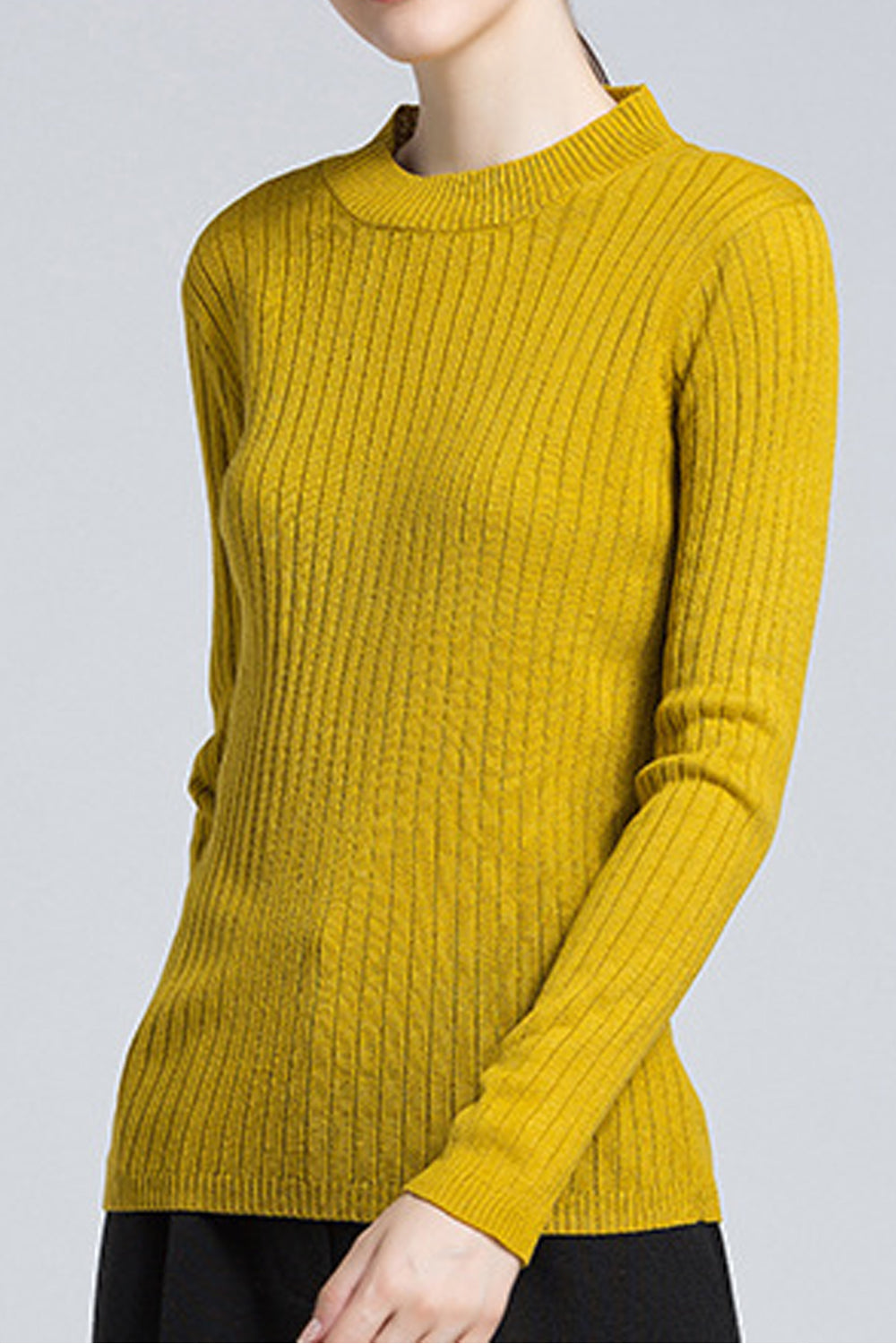Women Casual Fit Body Slim Sleeves Knit Sweater
