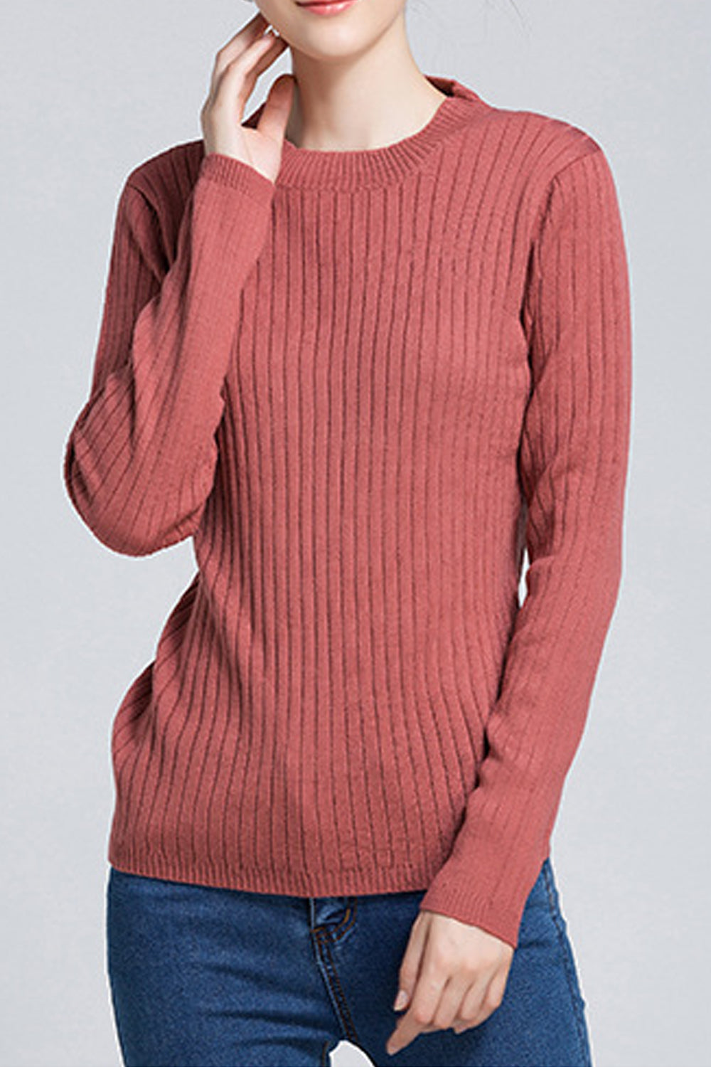 Women Casual Fit Body Slim Sleeves Knit Sweater