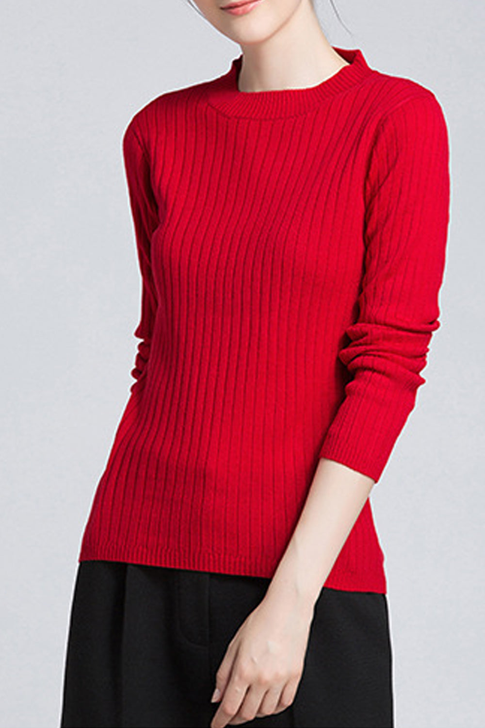 Women Casual Fit Body Slim Sleeves Knit Sweater