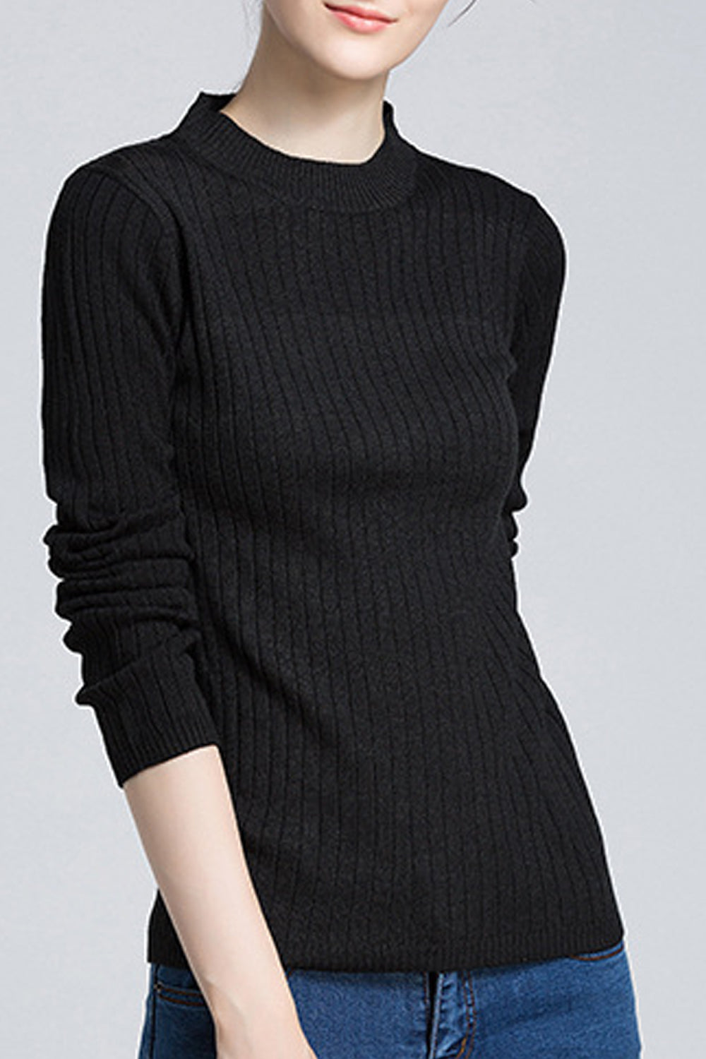 Women Casual Fit Body Slim Sleeves Knit Sweater