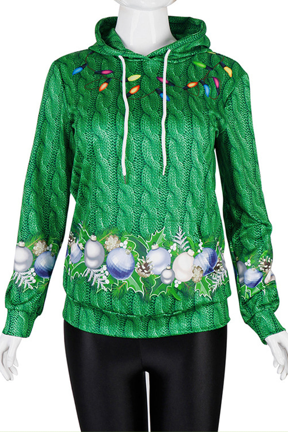 Women Printed Two Pockets Long Sleeve Hoodie