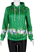 Women Printed Two Pockets Long Sleeve Hoodie