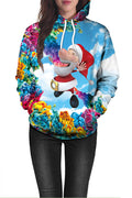 Women Contrast Color Hooded Neck Long Sleeve Warm Hoodie
