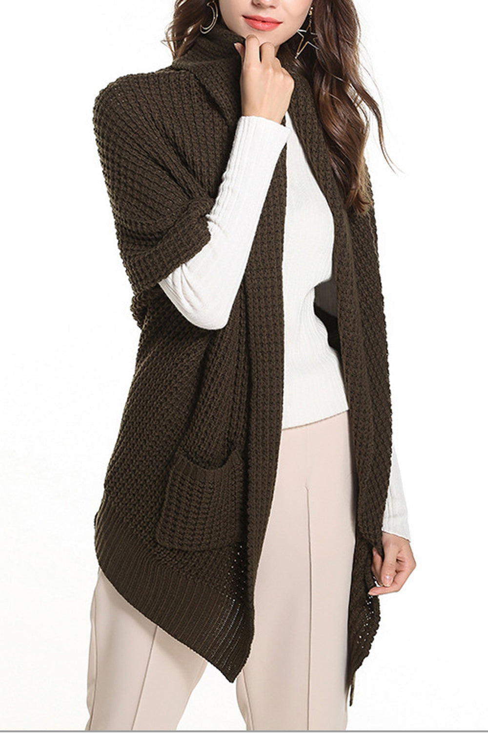 Women Stylish Thick Long Knit Cardigan