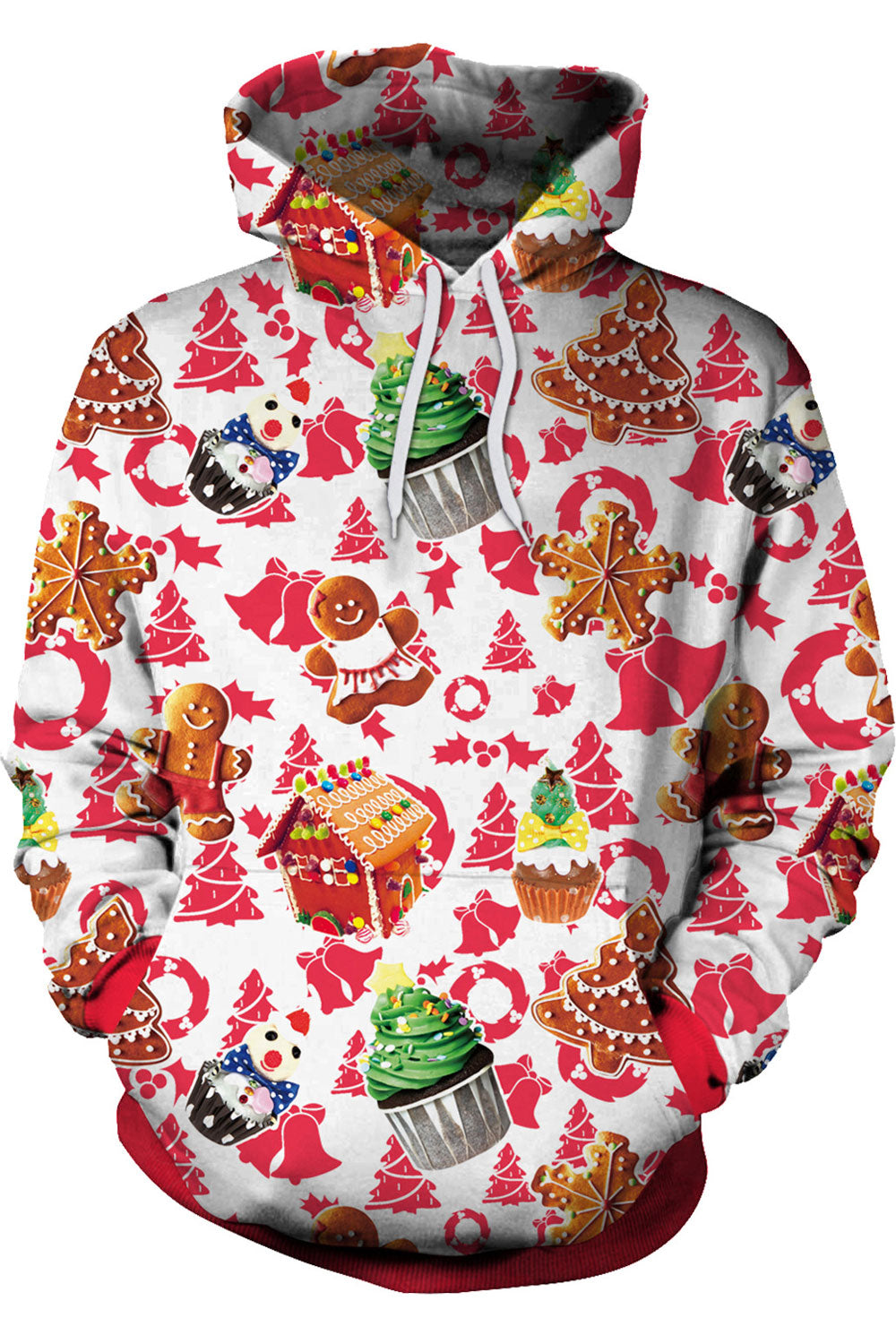 Women Contrast Color Hooded Neck Loose Fit Warm Hoodie