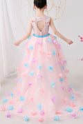 Kids Baby Girls Thin Round Belt Elegant Small Dress