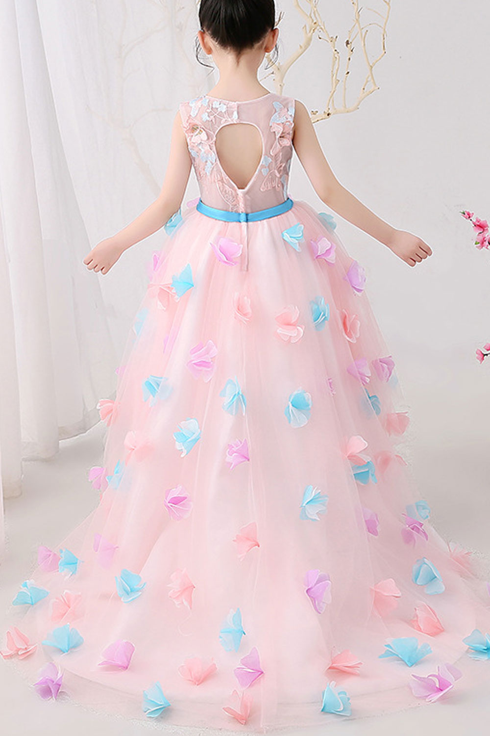 Kids Baby Girls Thin Round Belt Elegant Small Dress