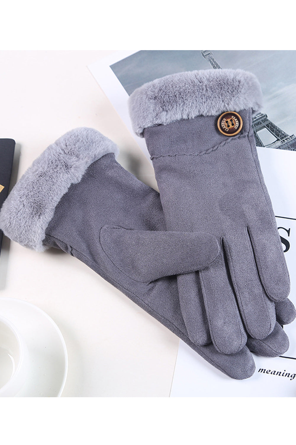Women Warm & Thick Suede Velvet Gloves