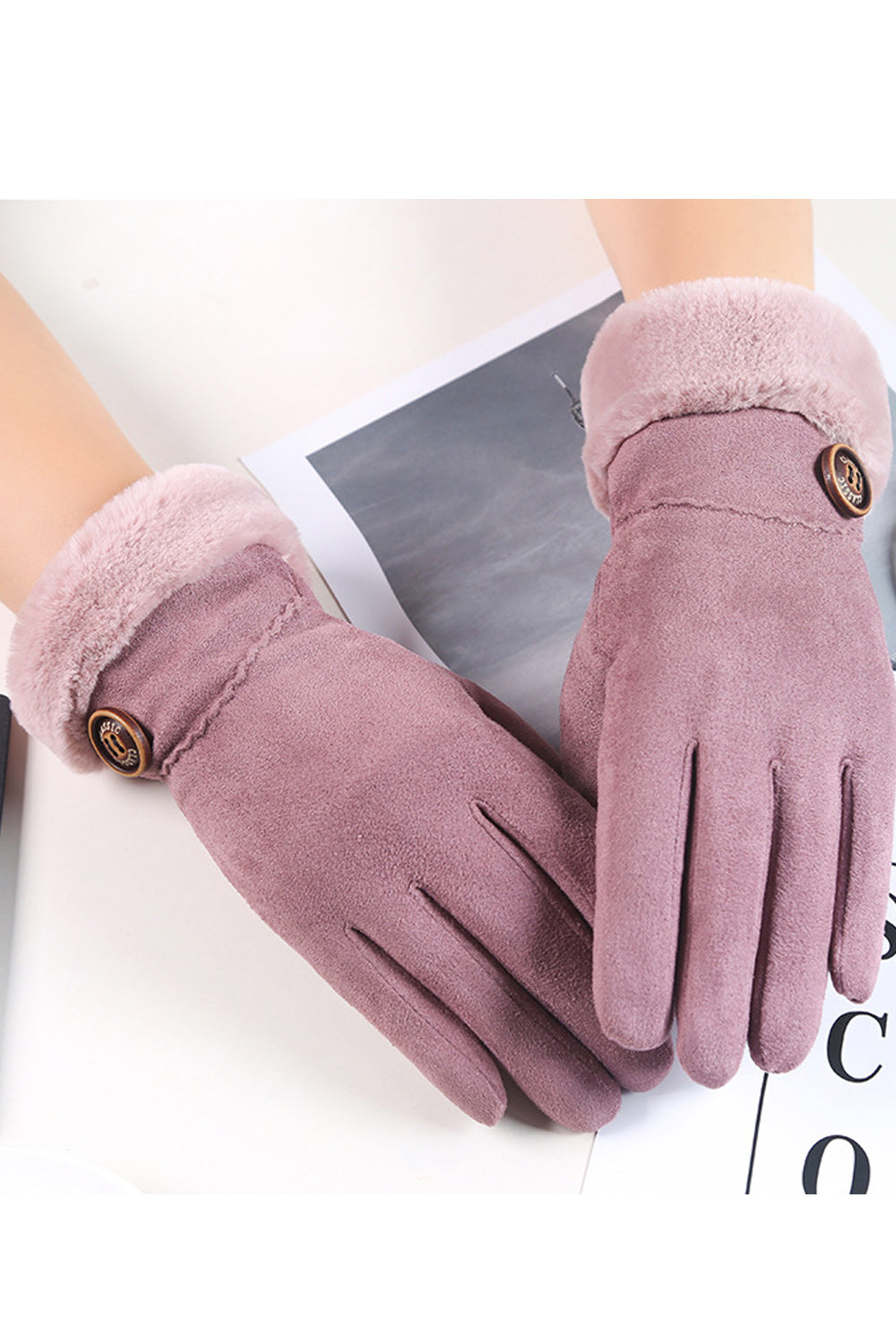 Women Warm & Thick Suede Velvet Gloves