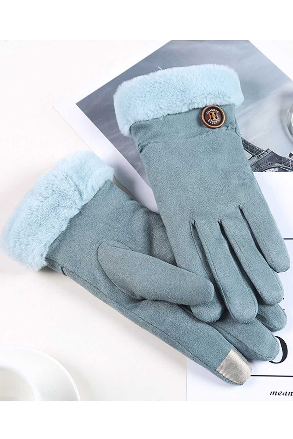 Women Warm & Thick Suede Velvet Gloves