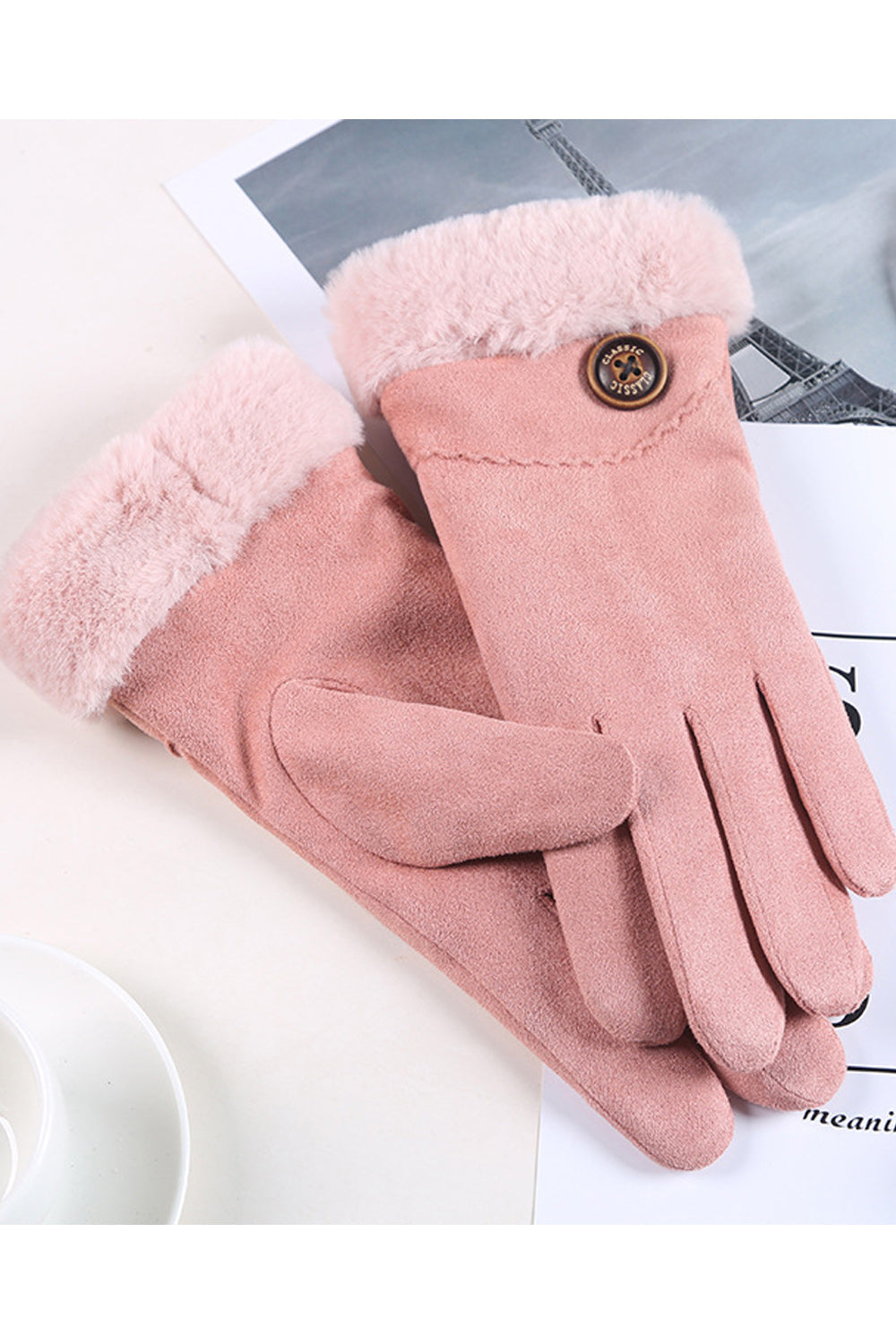 Women Warm & Thick Suede Velvet Gloves