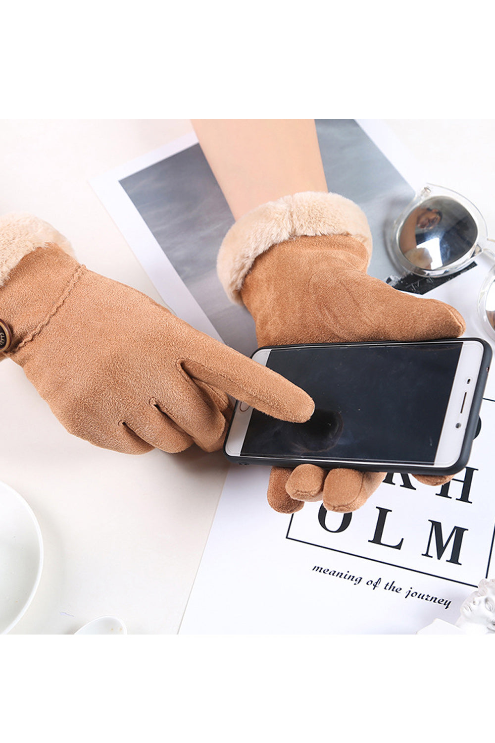 Women Warm & Thick Suede Velvet Gloves