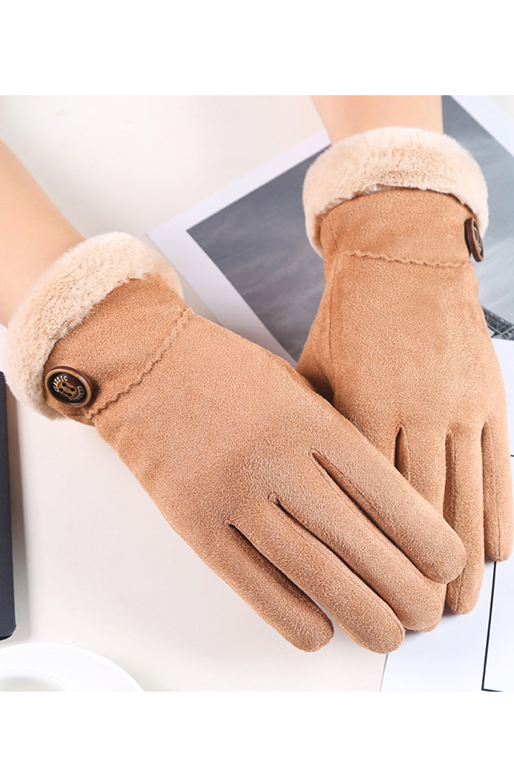 Women Warm & Thick Suede Velvet Gloves