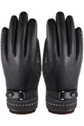 Women Thick Solid Colored Leather Gloves