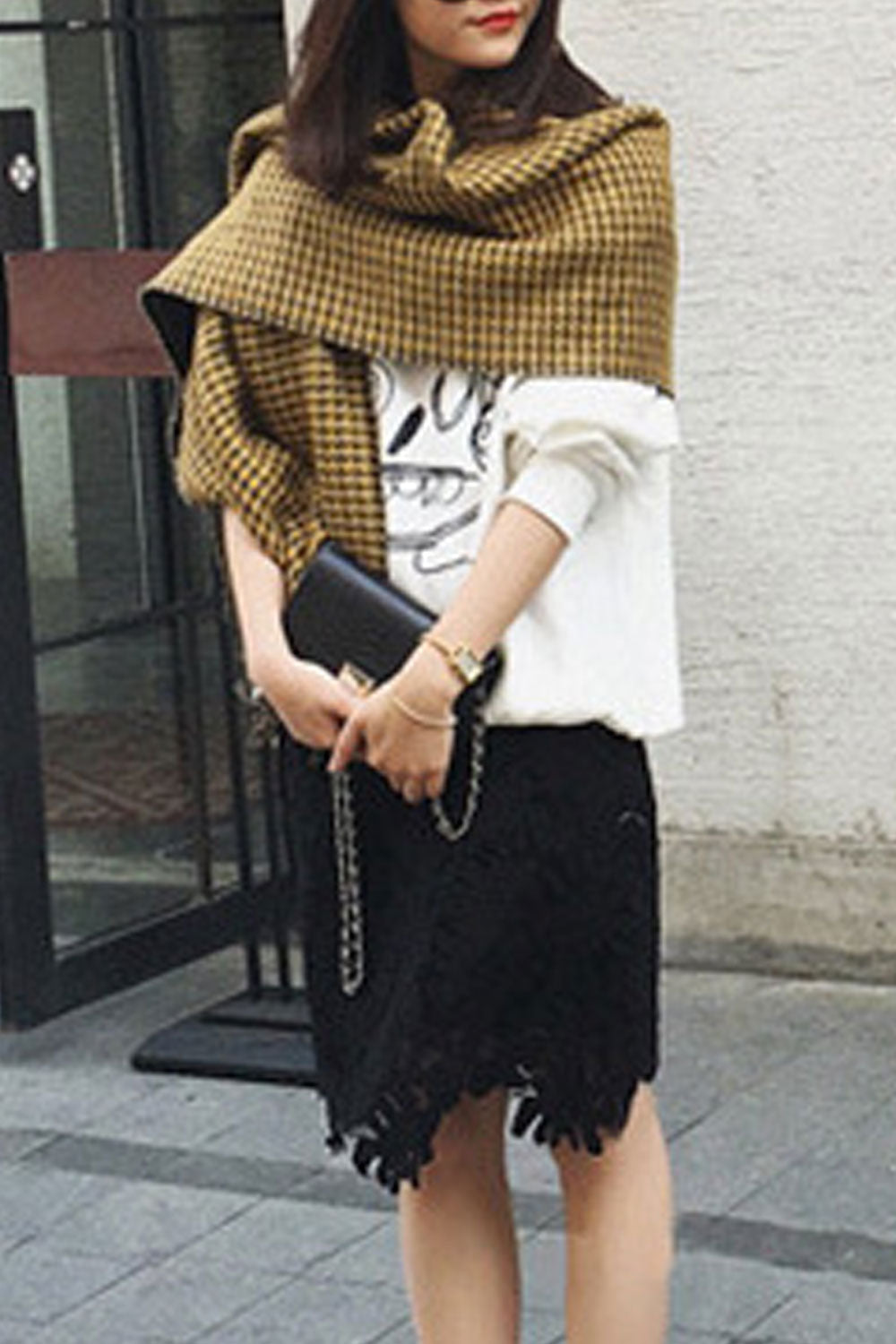 Women Printed Thick Tassel Winter Muffler