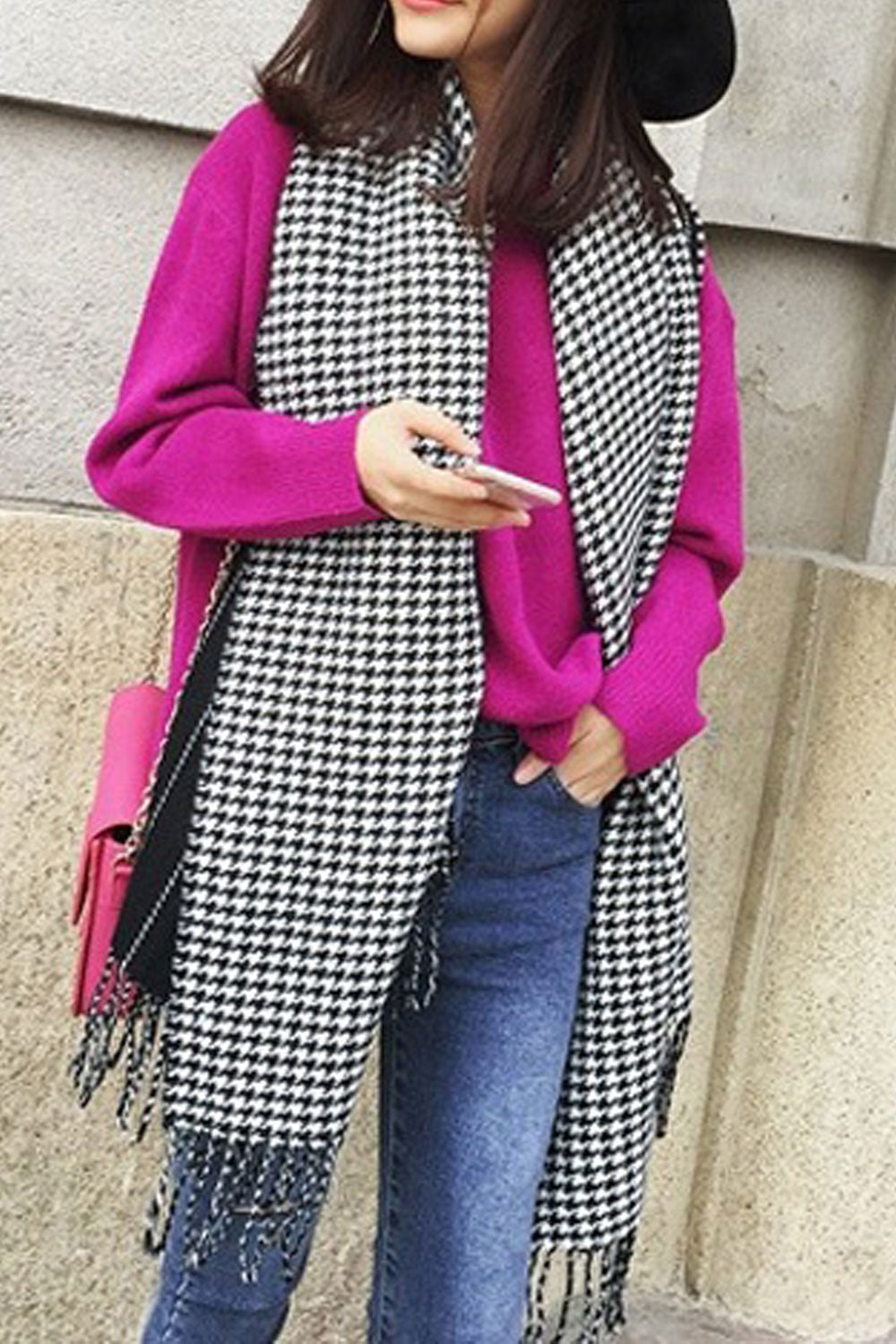 Women Printed Thick Tassel Winter Muffler