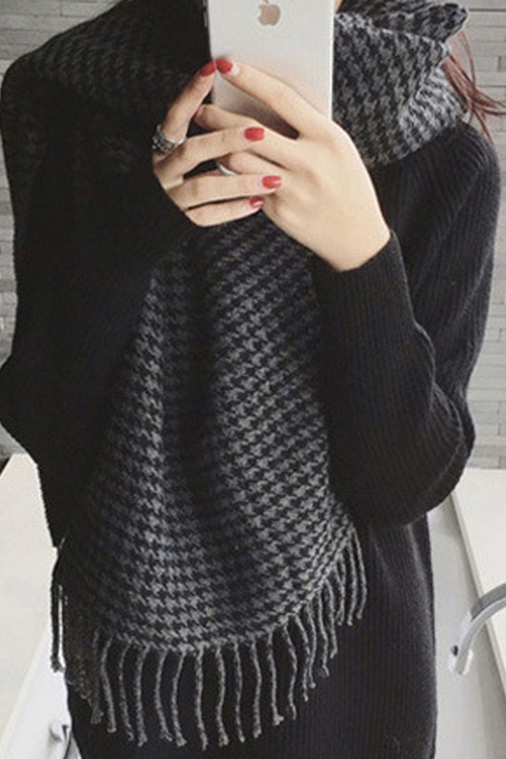 Women Printed Thick Tassel Winter Muffler