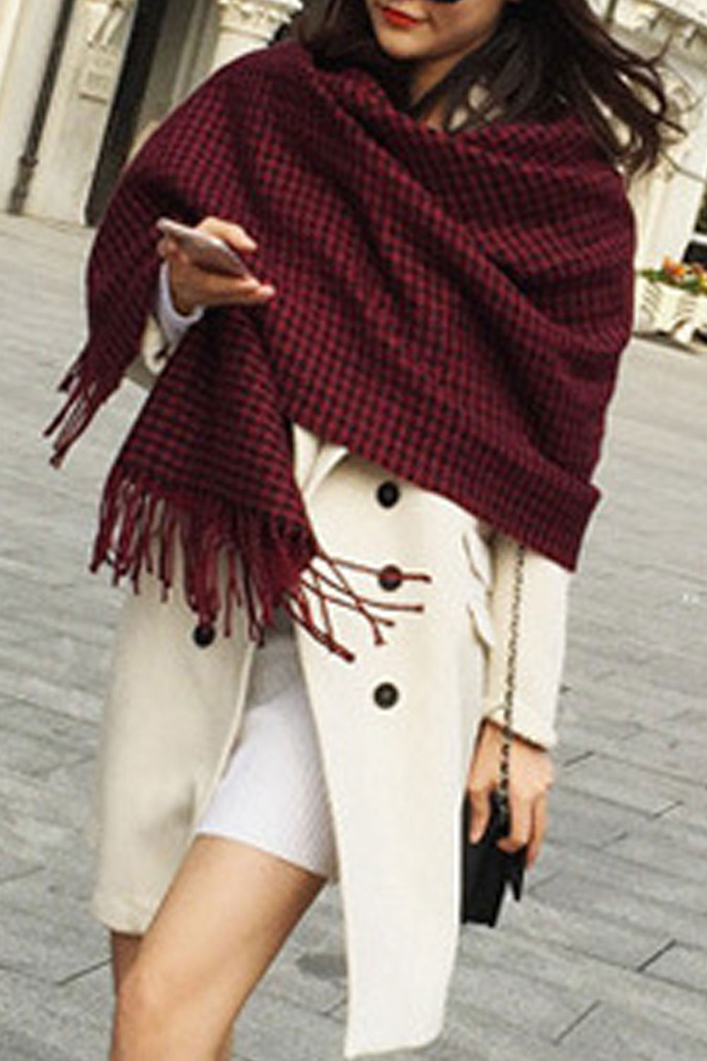 Women Printed Thick Tassel Winter Muffler