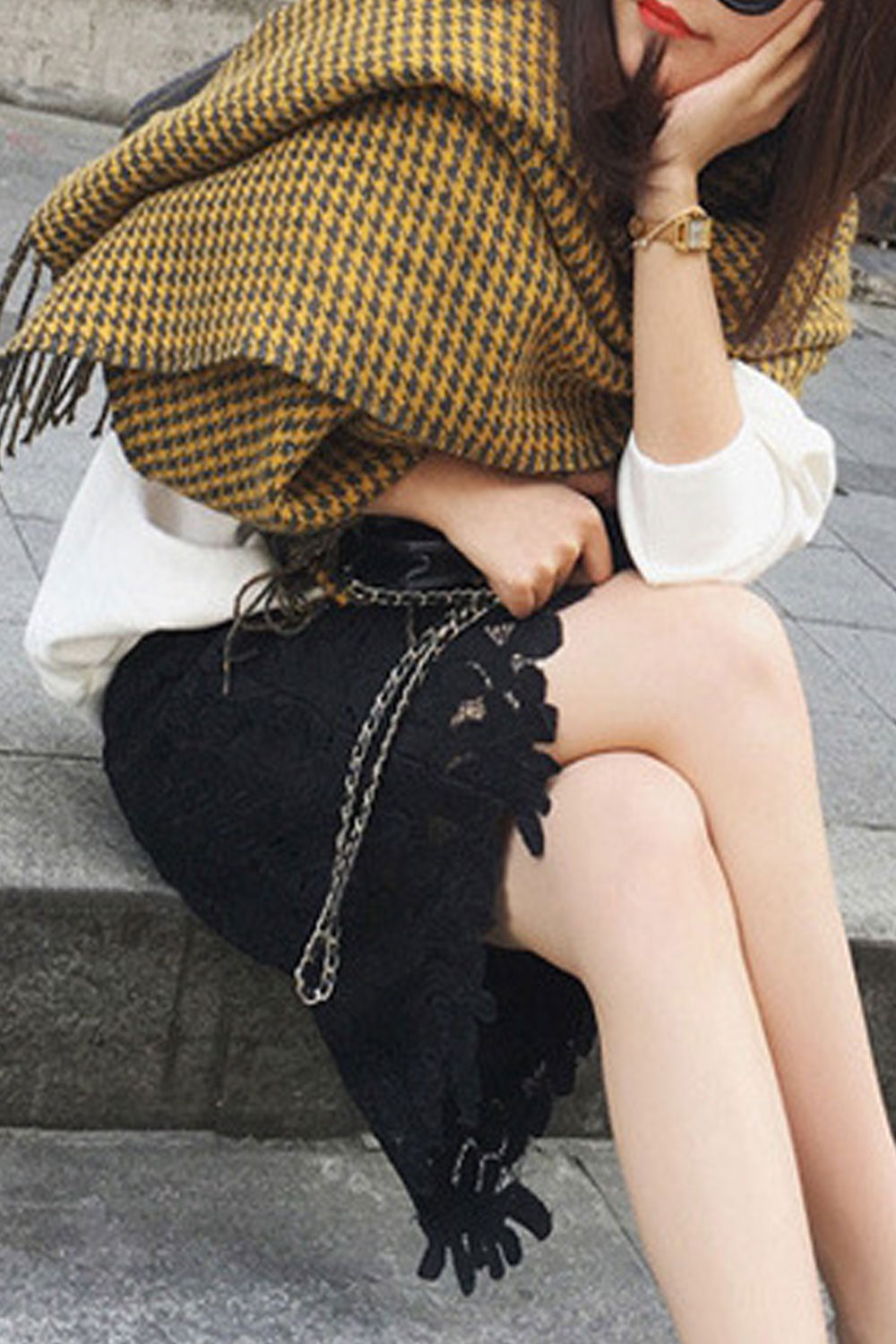 Women Printed Thick Tassel Winter Muffler
