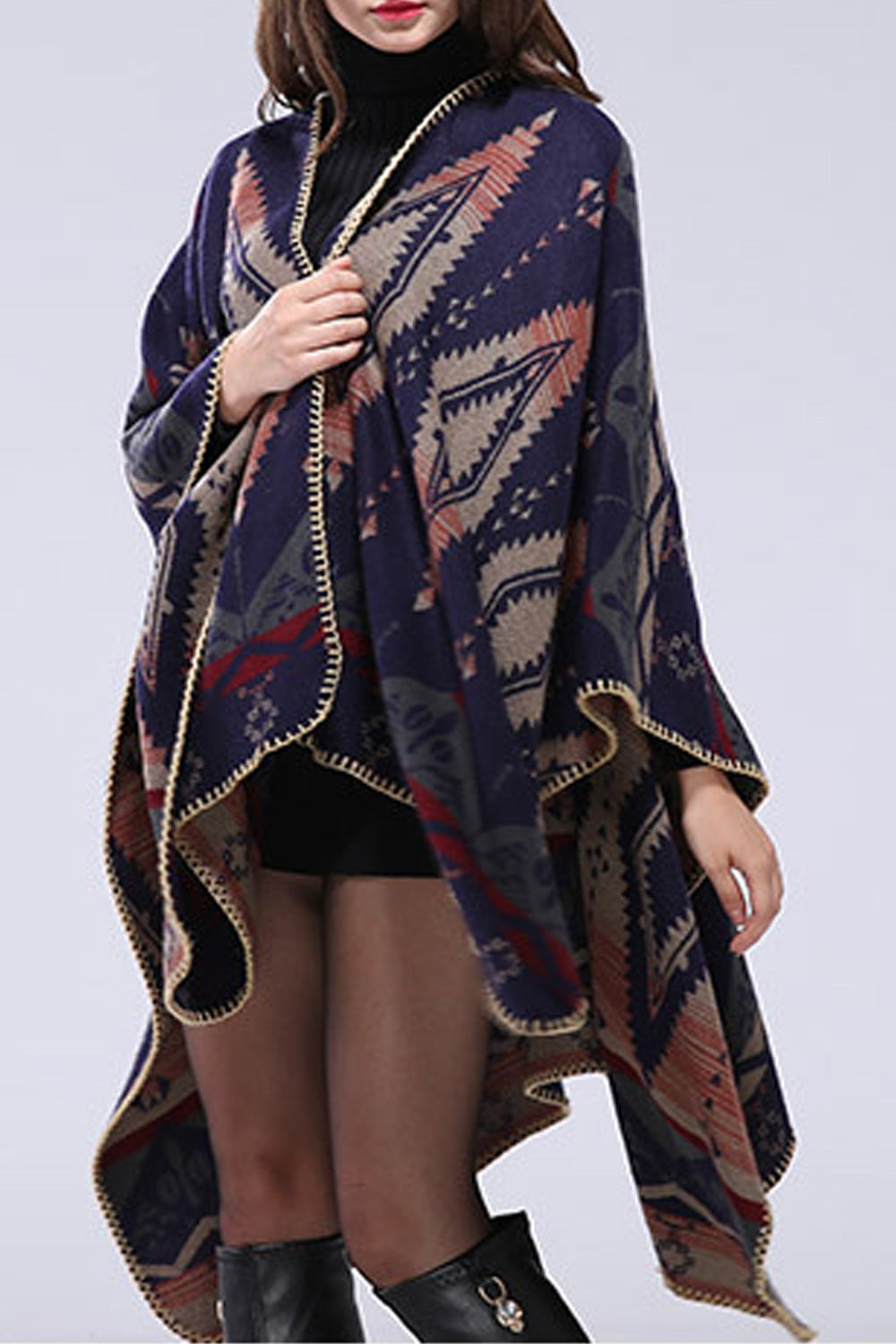 Women Geometric Printed Warm Shawl