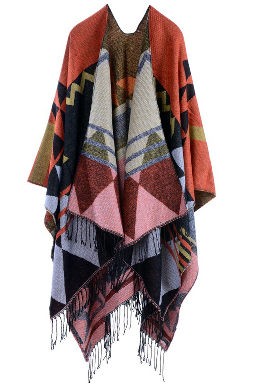 Women Tassel Decorated Thick Cashmere Shawl