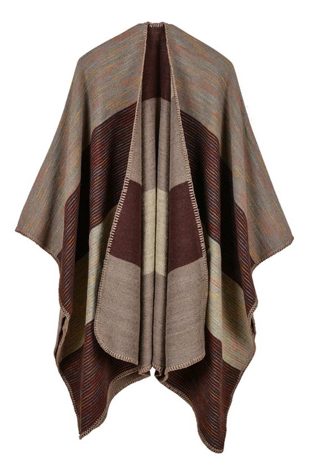 Women Broad Striped Warm Cashmere Shawl