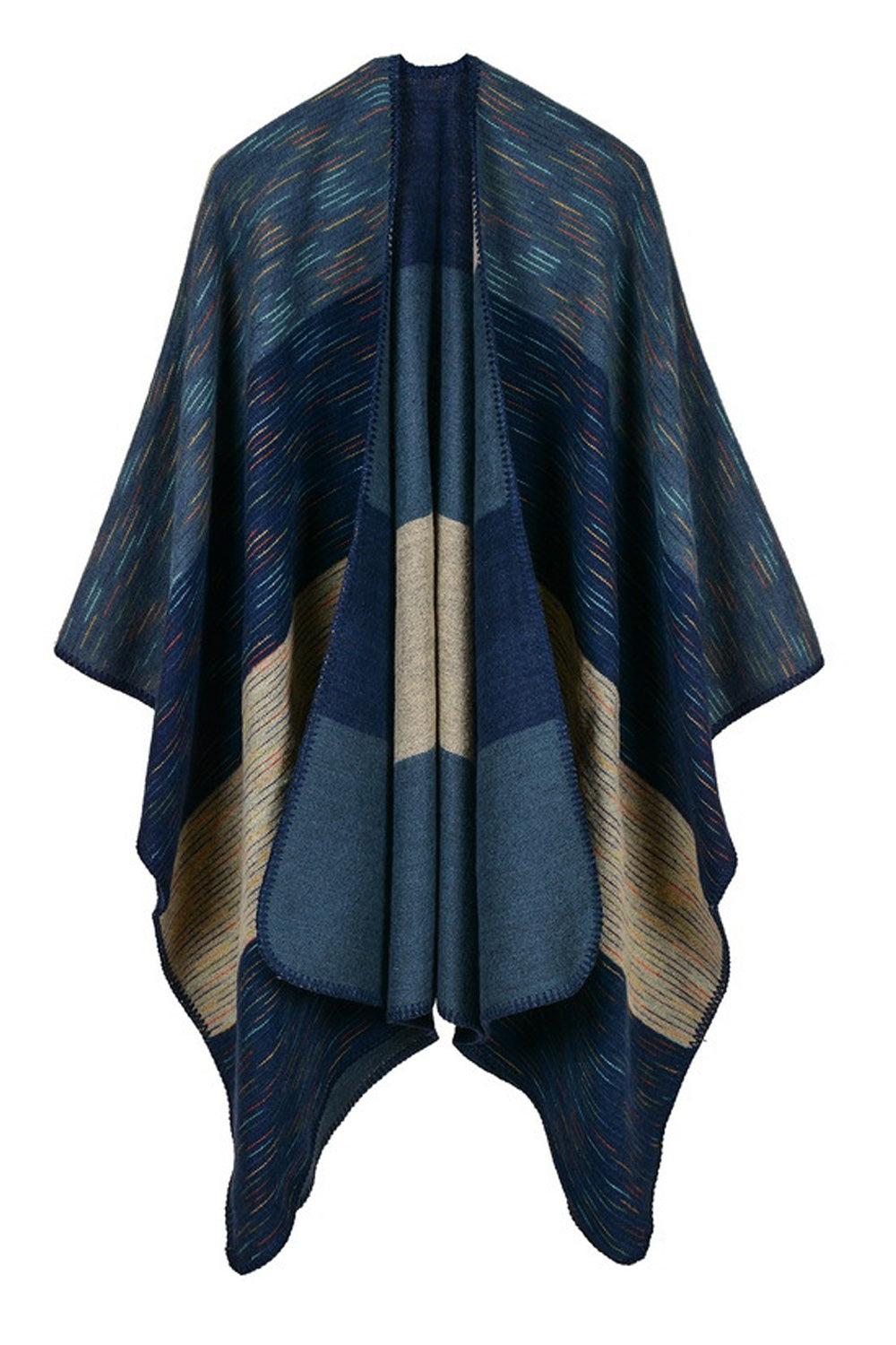 Women Broad Striped Warm Cashmere Shawl
