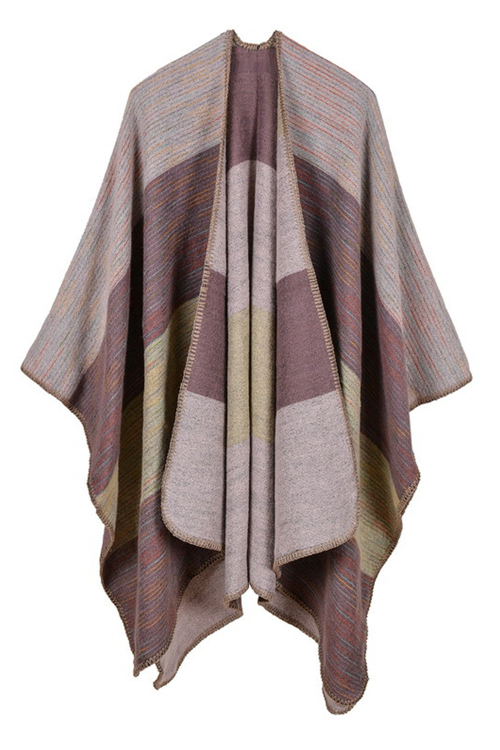 Women Broad Striped Warm Cashmere Shawl