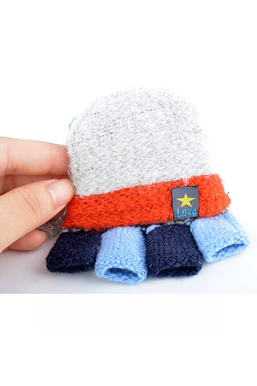 Pack of 3 - Kids Thick Warm Velvet Half Finger Gloves - Any 3 Available Colors