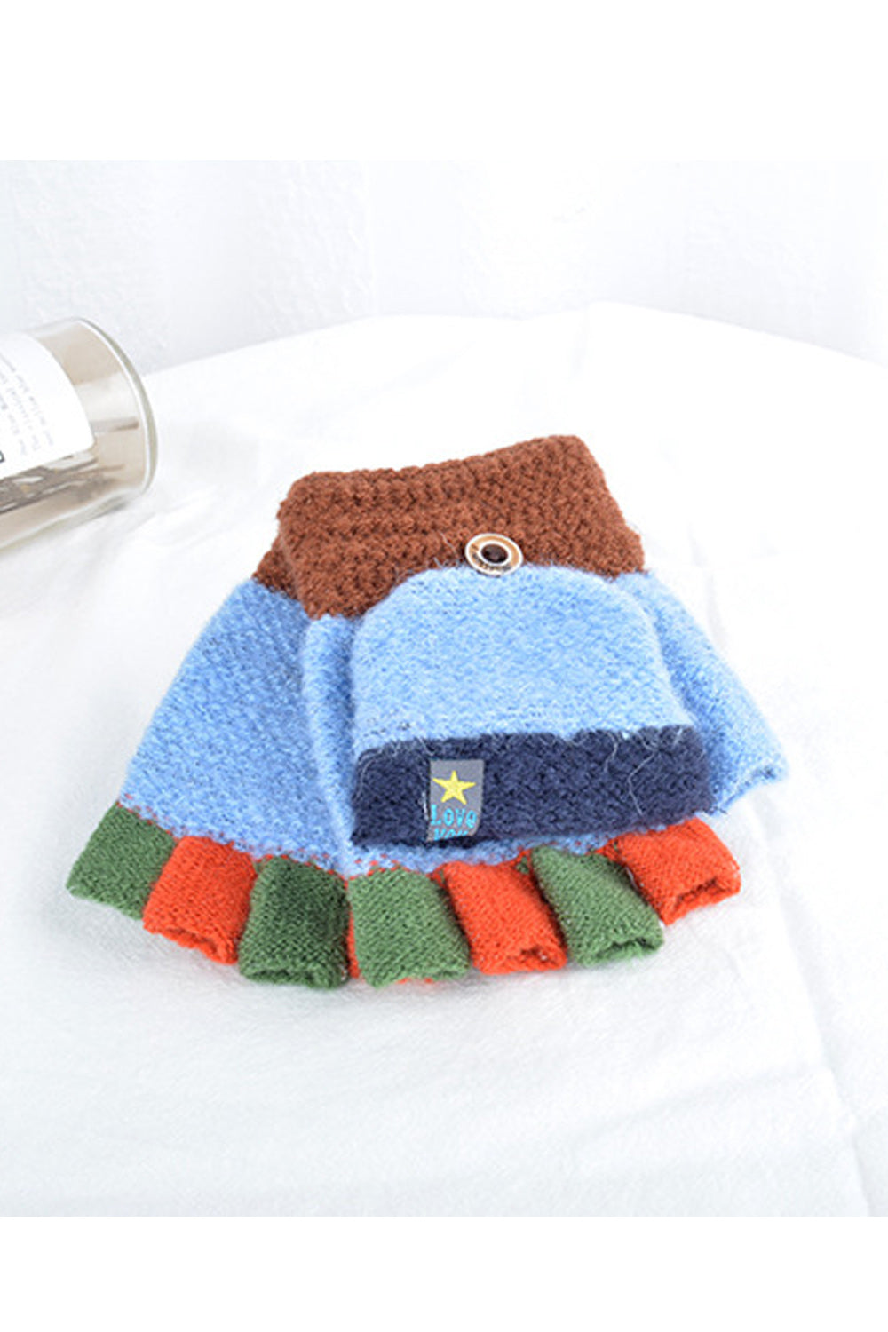 Pack of 3 - Kids Thick Warm Velvet Half Finger Gloves - Any 3 Available Colors