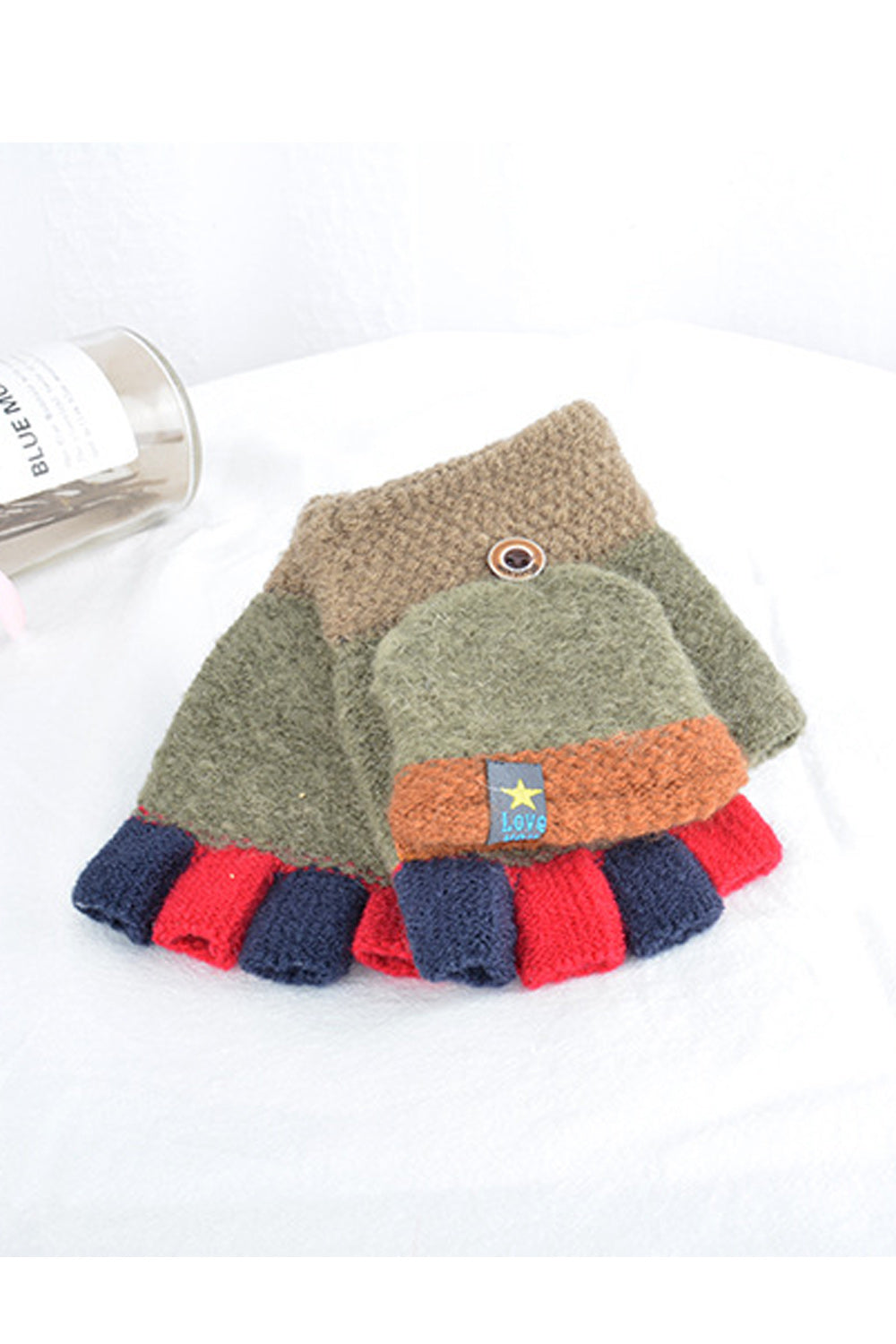 Pack of 3 - Kids Thick Warm Velvet Half Finger Gloves - Any 3 Available Colors