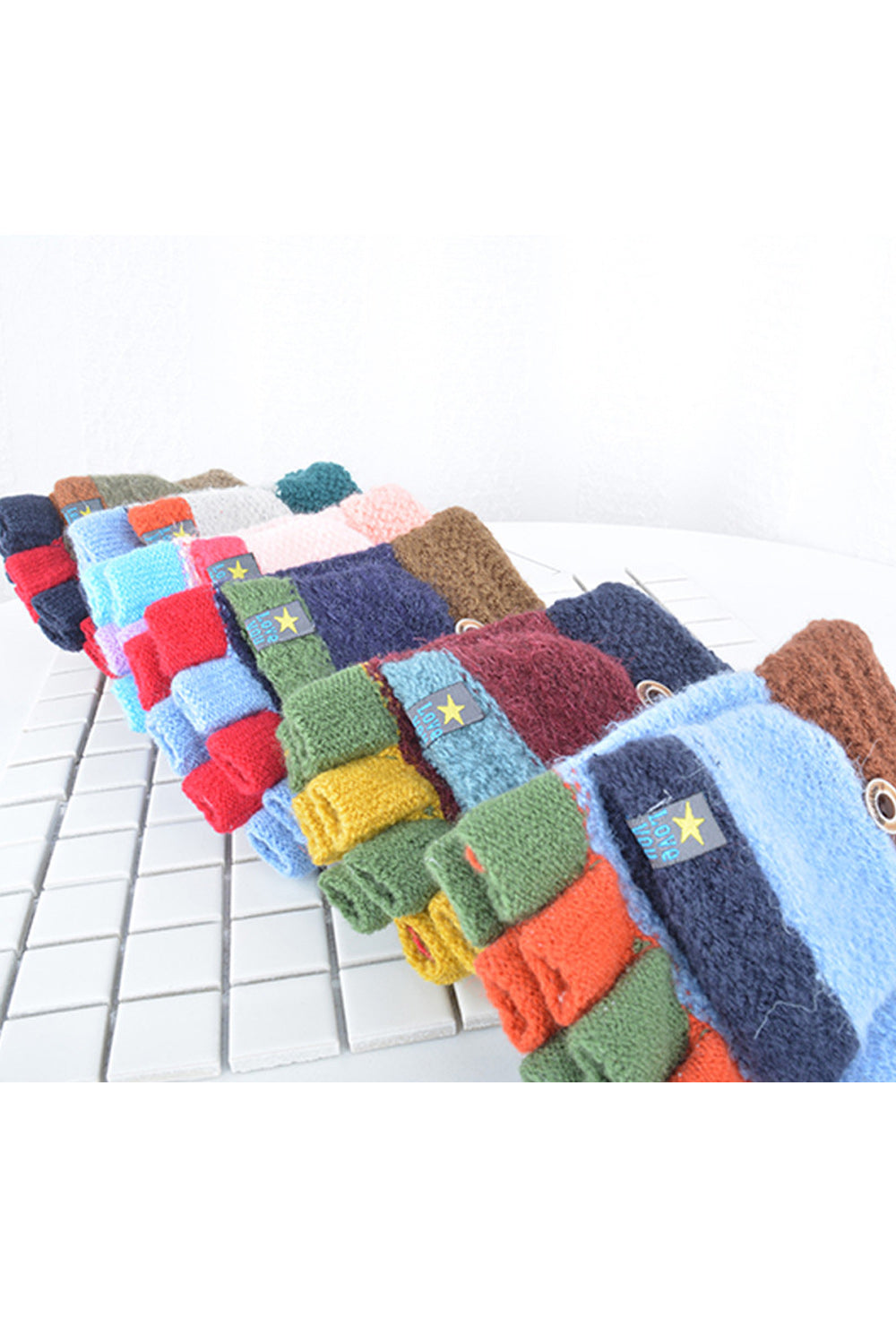 Pack of 3 - Kids Thick Warm Velvet Half Finger Gloves - Any 3 Available Colors