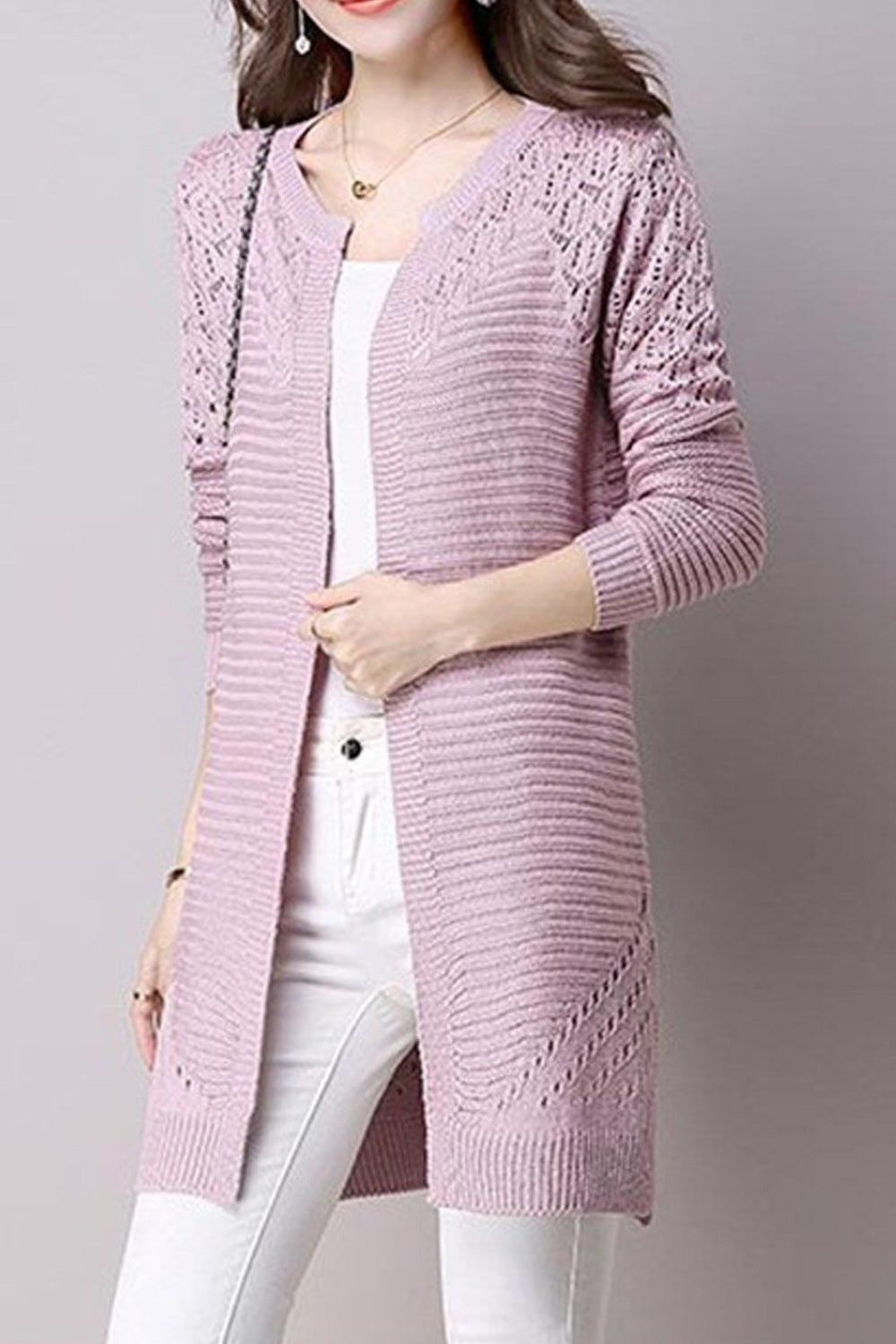 Women Slim Long Sleeve Solid Cardigan