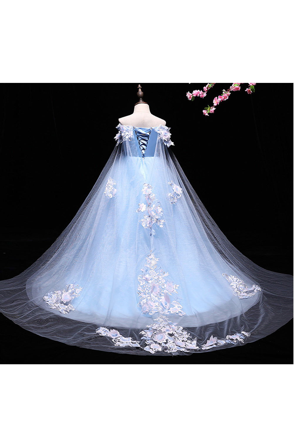 Kids Girls Flower Bust Long Tail Fancy Dress