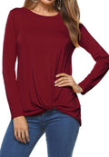 Women High Neck Solid Colored Long Sleeve Top