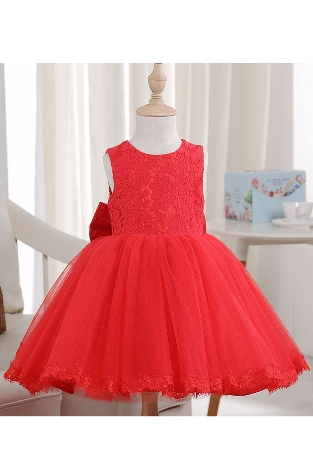 Kids Girls Sleeveless Decorated Fancy Dress