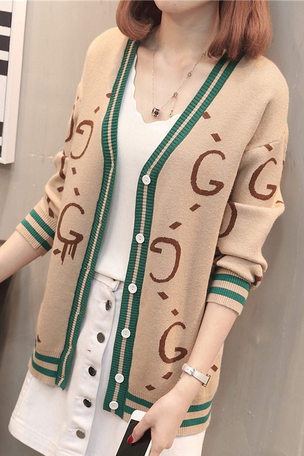 Women Printed Button Down Warm Sweater