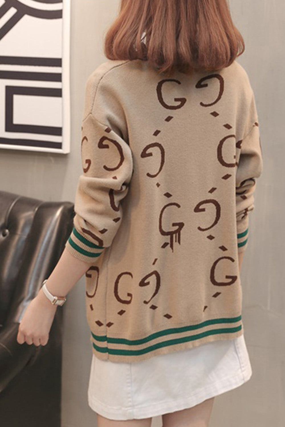 Women Printed Button Down Warm Sweater