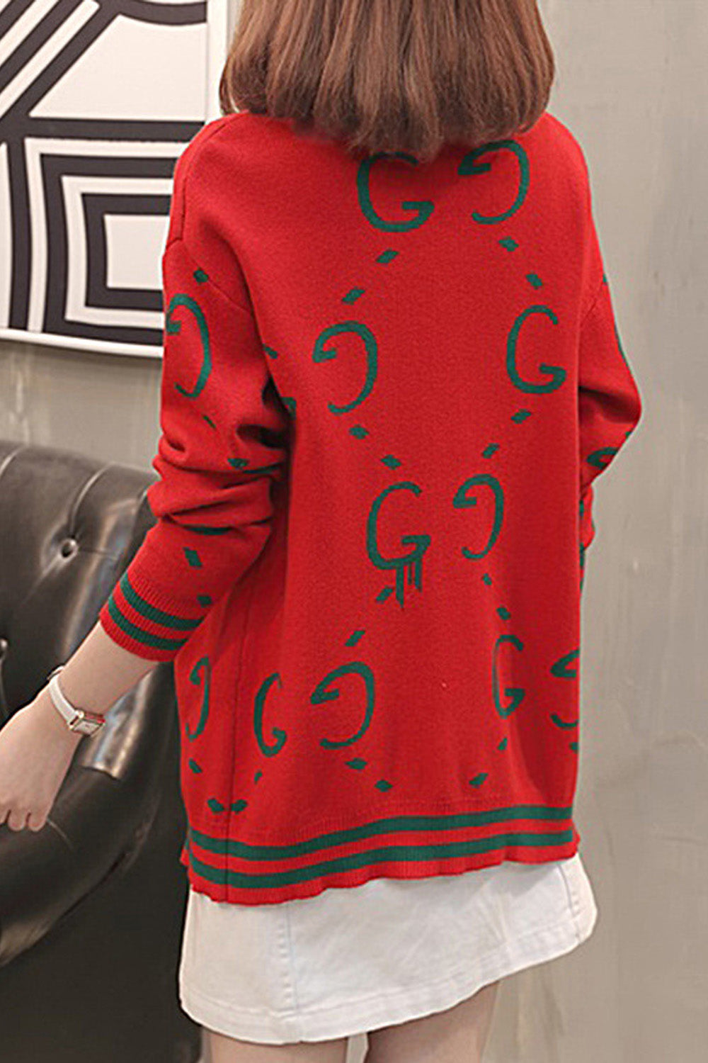 Women Printed Button Down Warm Sweater