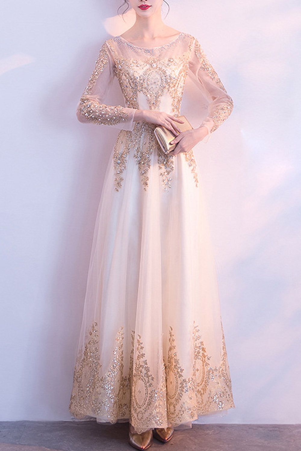 Women Sequin Decorated Elegant Wedding Dress