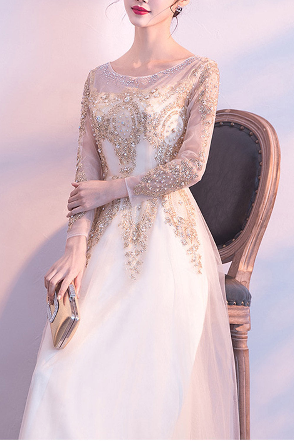 Women Sequin Decorated Elegant Wedding Dress