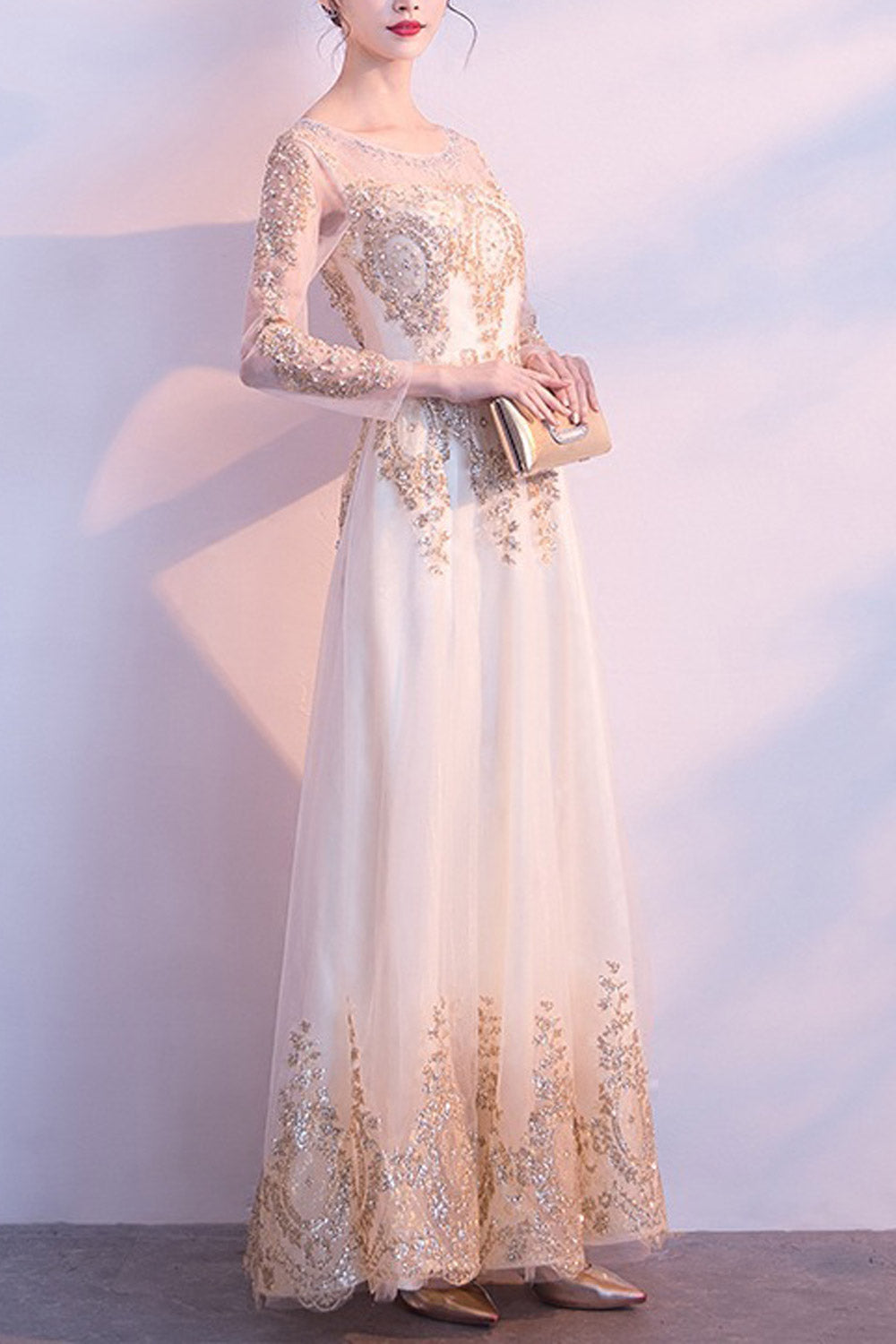 Women Sequin Decorated Elegant Wedding Dress