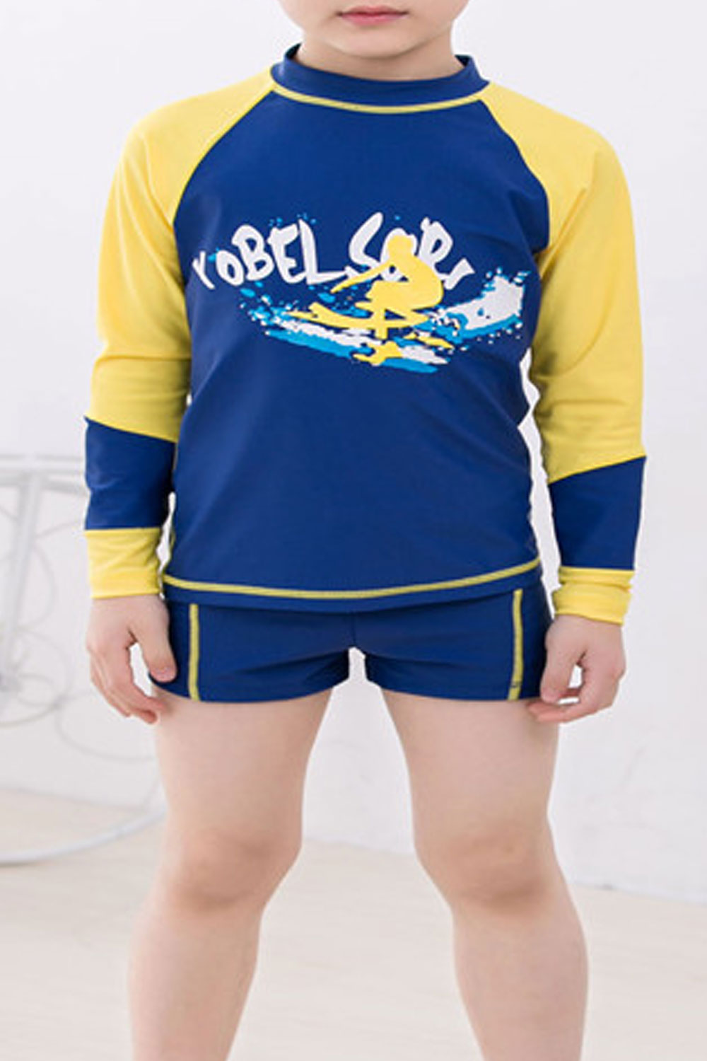 Kids Boys Splendid Long Sleeve Cartoon Printed Fascinating Cute Swimwear Set