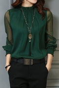 Women High Neck Long Sleeve Solid Colored Beautiful Shirt