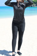 Women Long Sleeve Stretchable Zipper Closure Pretty Swimsuit